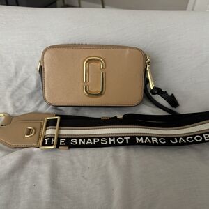 Marc Jacobs Beige Snapshot Crossbody with Branded Strap